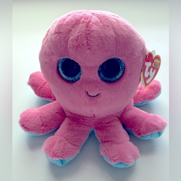 Ty Pink and Blue Octopus Plush - Sheldon - Picture 1 of 9